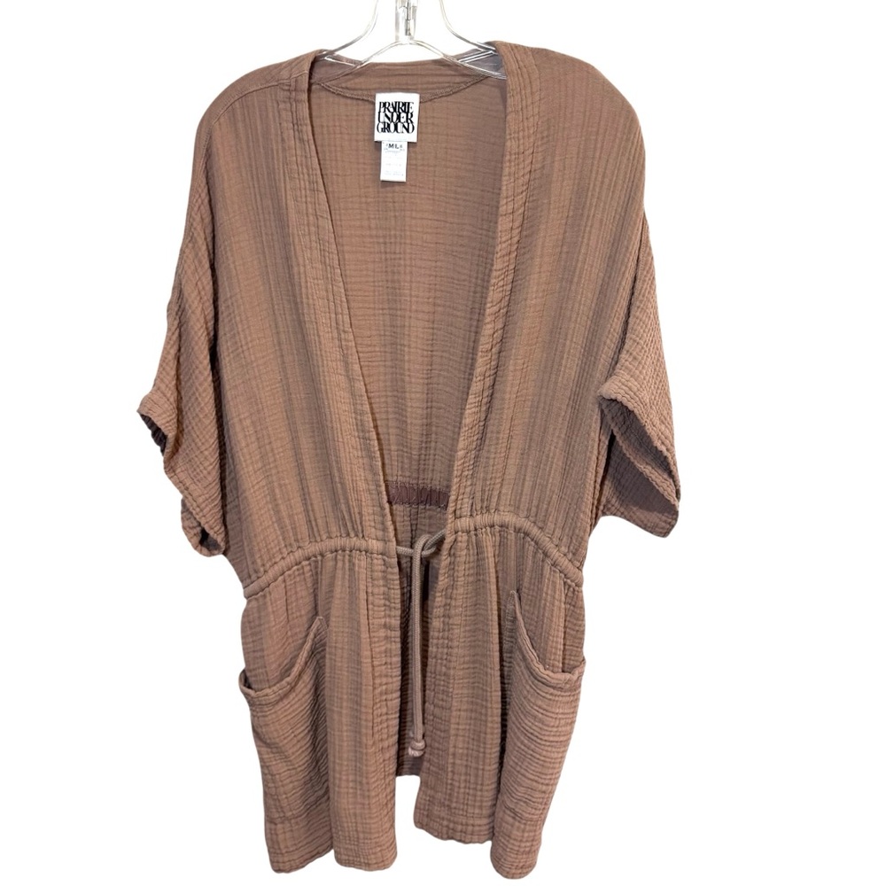 Prairie Underground Hazy Day Kimono Cocoon Duster Beach Cover Up M/L Tan